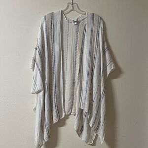 Sonoma One Size Women’s White Striped Wrap Kimono Cover Up Boho Festival